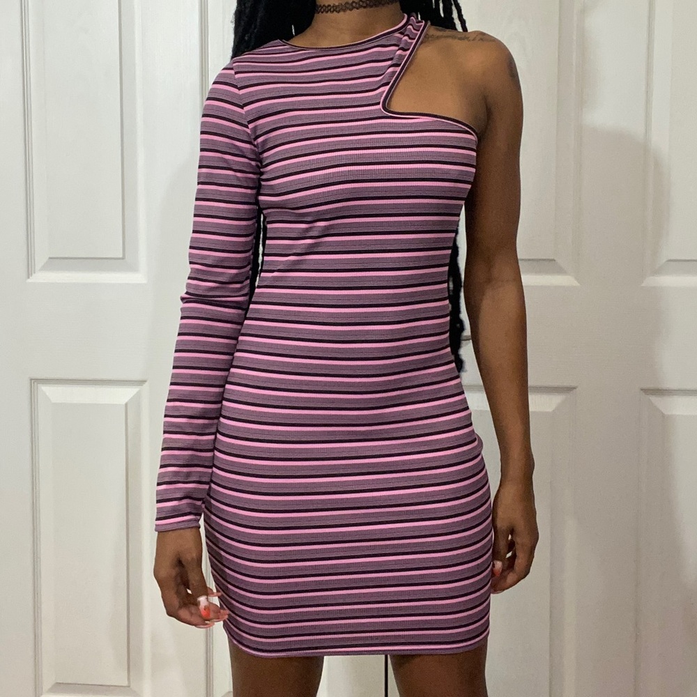 One Shoulder Pink Dress
